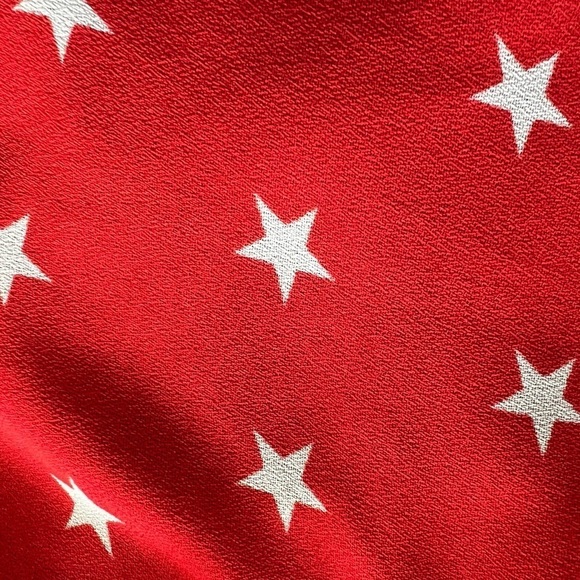 Asos wrap top blouse red white stars size 8 medium cold shoulder - Picture 7 of 8